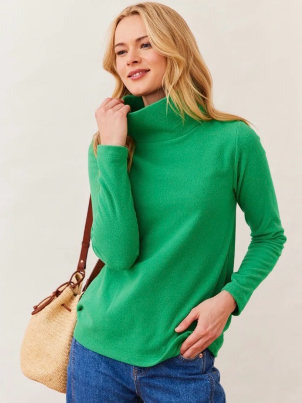 Dudley Stephens Jellybean Green Turtleneck Fleece Pullover, XL